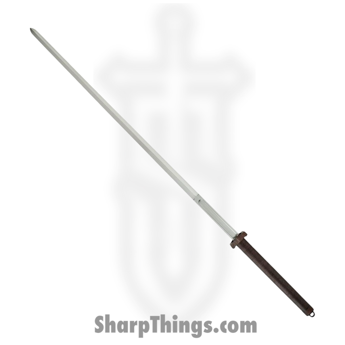 731c66d6-ad2a-42af-b605-56e1c552be81_DRK13790_1.jpg Dragon King - DRK13790 - Gluttony Two Hand Sword - Fixed Blade Knife - Carbon Steel Satin Spear Point - Cord Wrapped - Brown - Image 1