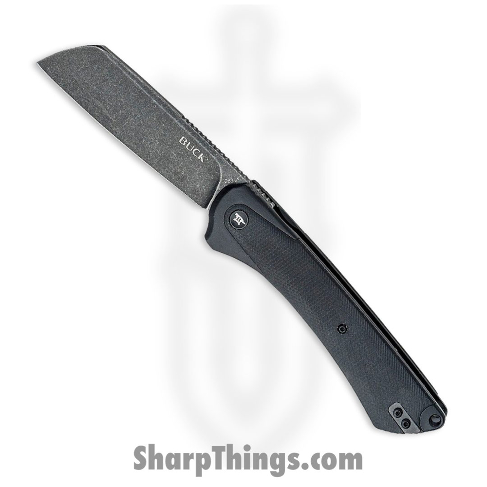 733ddaec-dbb0-4868-b818-8a8db94b6e7c_BU263BKS1_1.jpg Buck - BU263BKS1 - HiLine XL Linerlock Black - Folding Knife - D2 Black Stonewash Cleaver - Black Anodized Aluminum Micarta Inlay - Black - Image 1