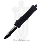 Steel River Knives - SB618DSBK - Midway OTF Auto - 440 2 Tone Serrated Drop Point - Black
