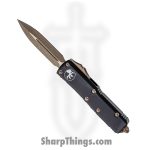 Microtech - 232-13AP - UTX-85 - OTF Auto - Auto OTF Apocalytpic Bronze Dagger - 6061 T6 Aluminum - Black