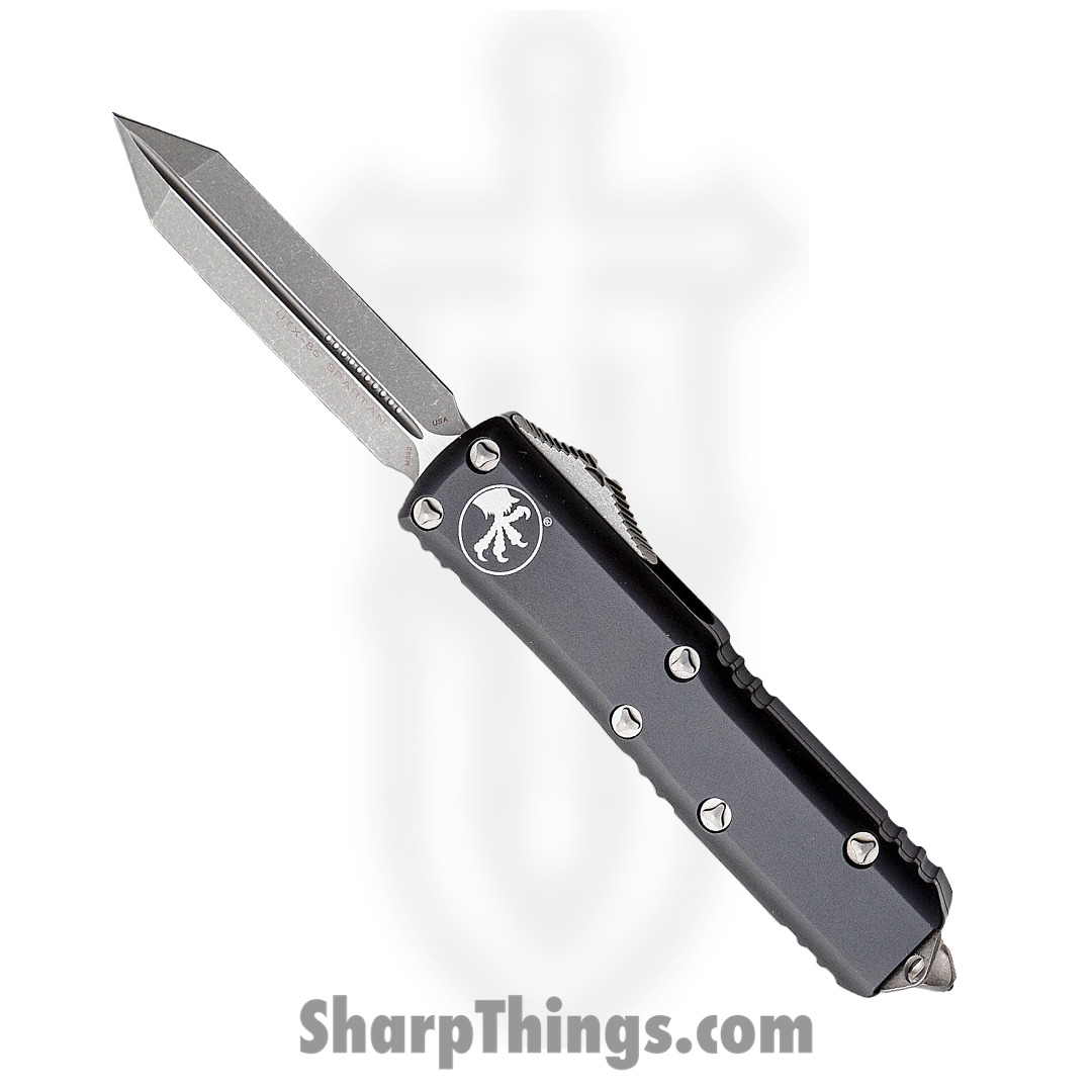 737a526a-bb93-43c8-8bf0-60d5cbc8991c_230-10AP_1.jpg Microtech - 230-10AP - UTX-85 - OTF Auto - Elmax, M390, 204P Apocalyptic Spartan - 6061-T6 Aluminum - Black - Image 1