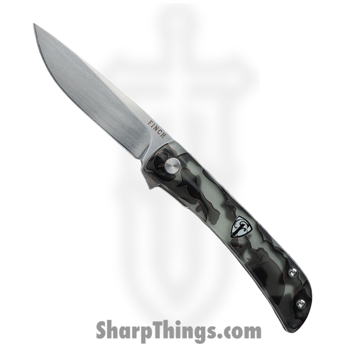 73d37e26-0629-4171-8e3c-d1c3bd8694be_CA505_1.jpg Finch Knife Co. - FKCA505 - Chernobyl Ant - Folding Knife - 14C28N Satin Drop Point - Glow Raffir Resin - Black/Grey/Copper - Image 1