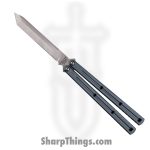 Squid Industries - krv3-dtm-gm - Krake Raken V3 Dual-Tone Matte - Balisong - Stainless Satin Tanto - 7075 Aluminum Alloy - Gunmetal