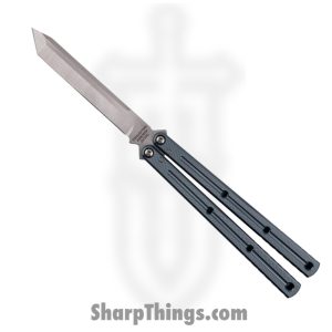 Squid Industries - krv3-dtm-gm - Krake Raken V3 Dual-Tone Matte - Balisong - Stainless Satin Tanto - 7075 Aluminum Alloy - Gunmetal
