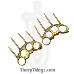 VOC - BR-249-CLA-PAIR - Pair of Brass Claw Knuckles - Solid Brass - Gold