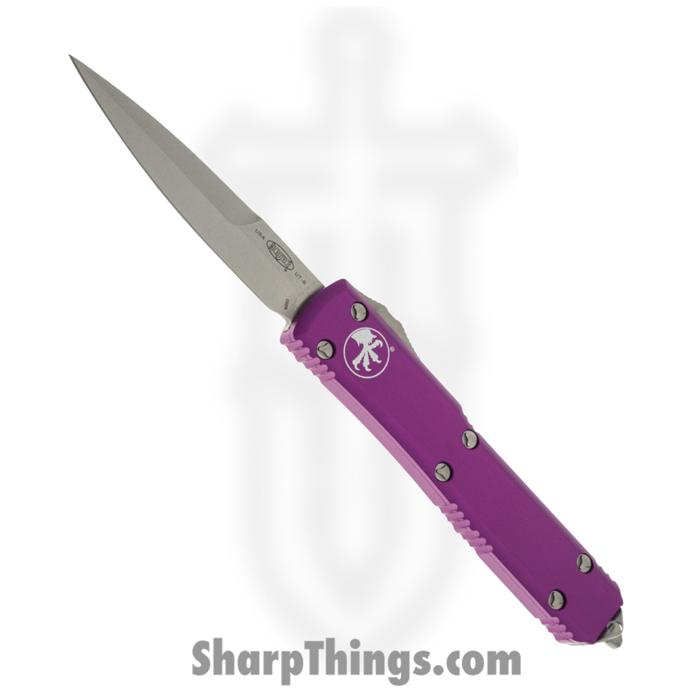 749e5a3c-6c1f-482d-b453-cafab61939b6_120-10VI_1.jpg Microtech - 120-10VI - Ultratech - OTF Auto - M390 Stonewash Bayonet - 6061-T6 Aluminum - Violet - Image 1