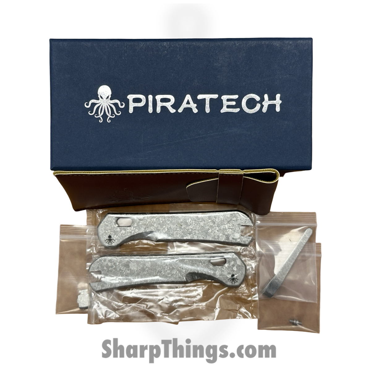 74e038eb-be4b-45ed-904c-6290036f749c_pikrakcrsc_1.jpg Piratech - PIKRAKCRSC - The Kraken - Knife Scales Only - Titanium Mag Snap Scales - Crystallized Silver - Image 1