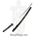 BladesUSA - SW-316 - Sword Of Honor - Oriental Sword With Display Stand - Fixed Blade Knife - 1045 HC Mirror - Wrapped - Black