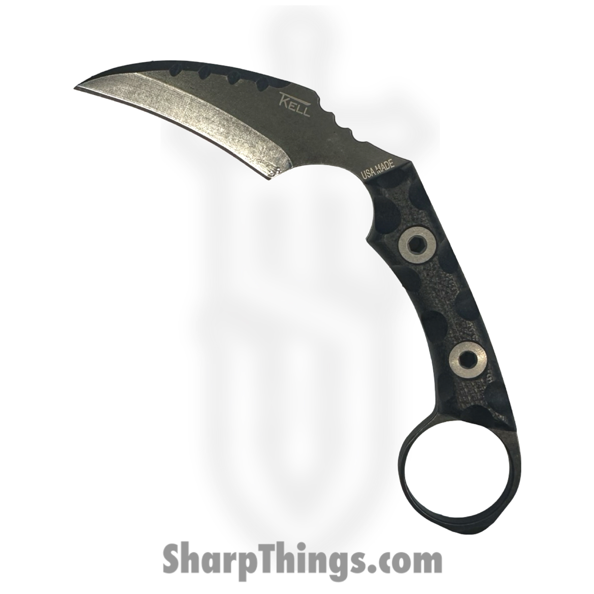 751e2b60-3fc1-416f-974d-086537d41494_FLNRnBlk_1.jpg T.Kell Knives - FLNRnBlk - FLN Integral Ring Black Recon - Fixed Blade Knife - 80crv2 Coated Hawkbill - G10 - Black - Image 1