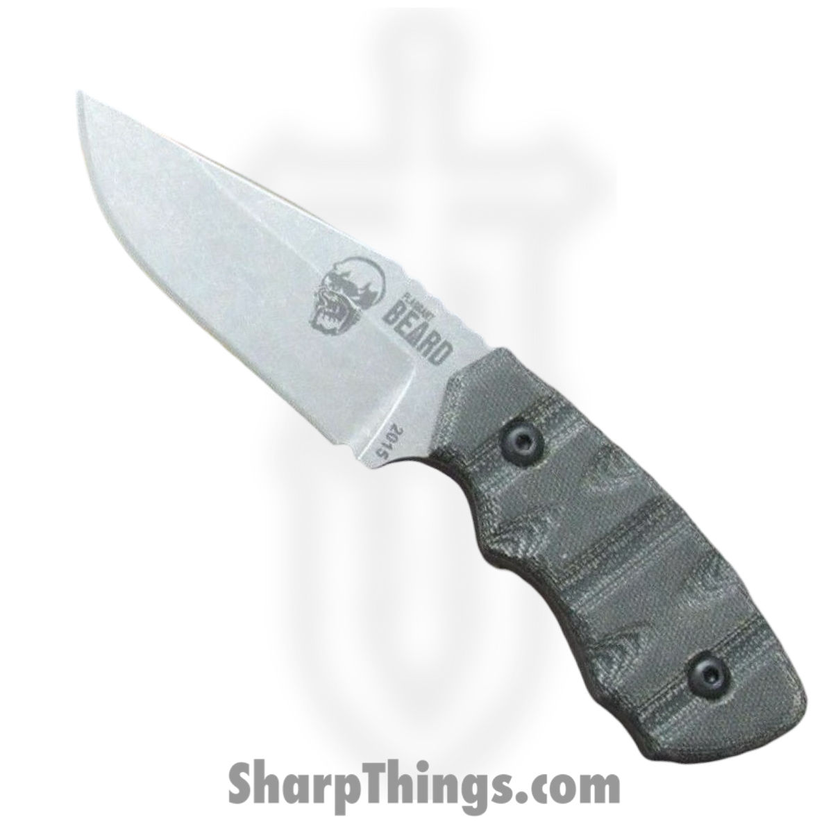 75705cd4-57c2-4c25-be9d-0754ba217c40_FB01SER_1.jpg Flagrant Beard - FFB01SER - Forerunner - Fixed Blade Knife - 1095 HC Tumbled Drop Point - Canvas Micarta - Black - Image 1