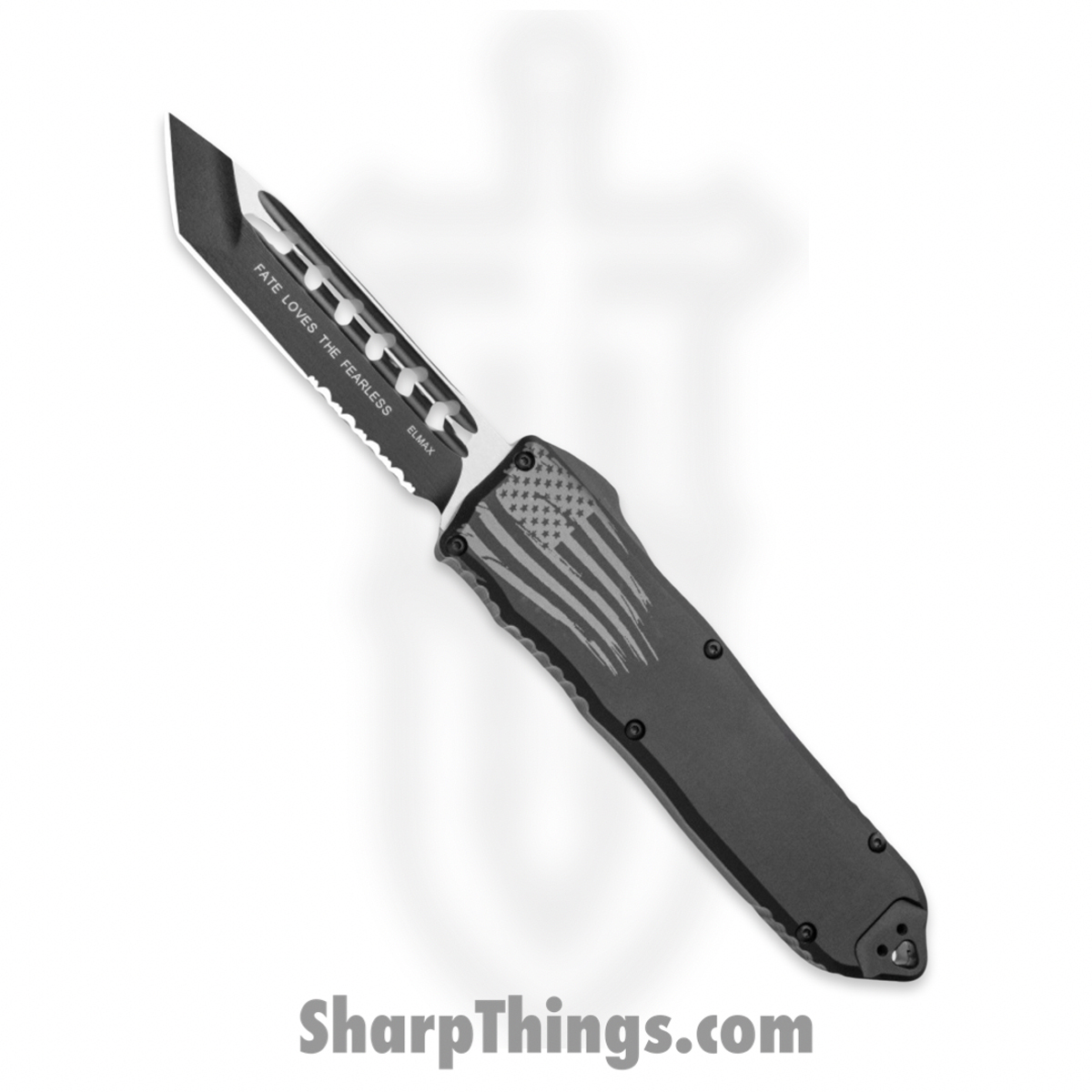 75d1ff17-9e49-4865-9be1-36554da5fd83_GT103222_1.jpg Guardian Tactical - GT103222 - Recon Elite - Automatic OTF - Elmax - Partly Serrated - 2-Tone Tanto - Black - Image 1