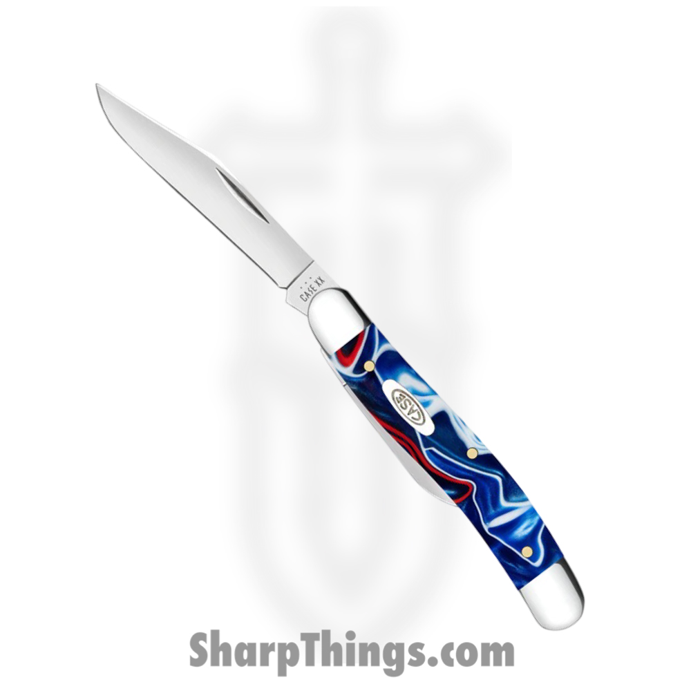 75d6fd3d-1482-4072-8a36-bd9c0e7214f5_CA11225_1.jpg Case Cutlery - CA11225 - Medium Jack - Folding Knife - Tru-Sharp™ Stainless Polished Clip/Pen - Kirinite - Red White Blue - Image 1