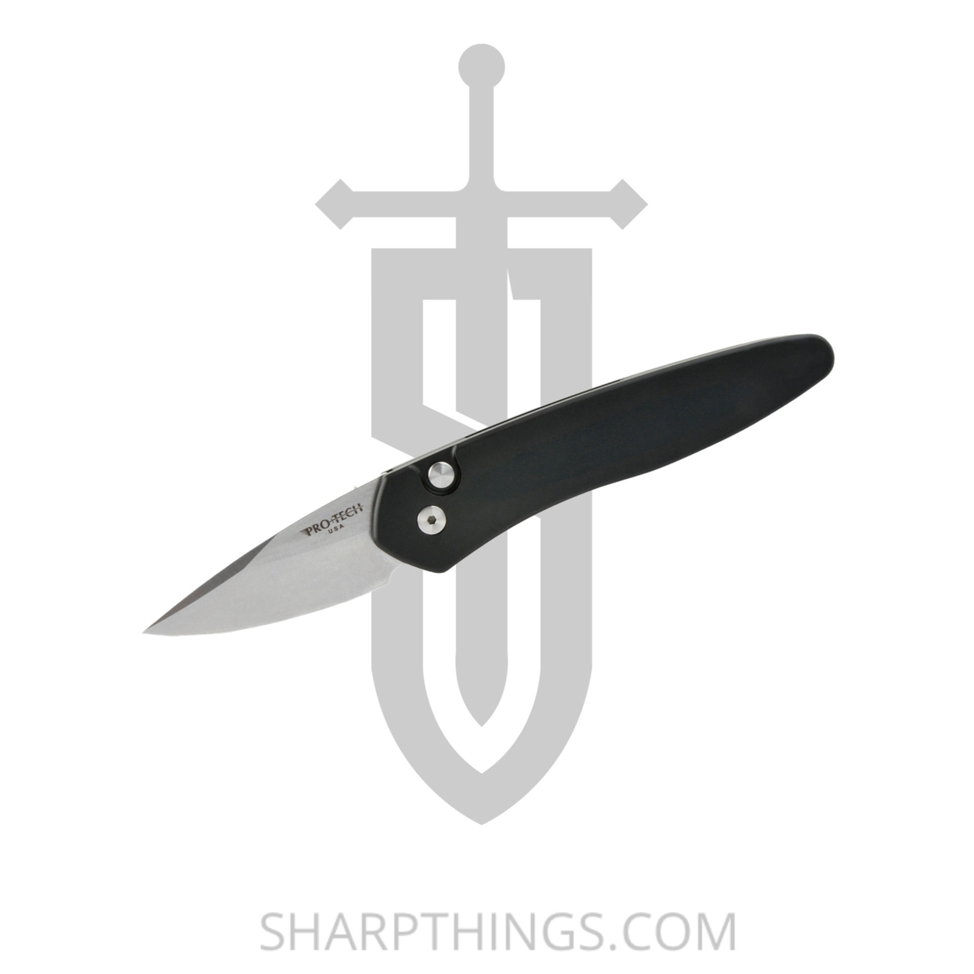 75e3405f-9f1d-4a9c-aa9d-451c55ca6950_3605_1.jpg ProTech - 3605 - Half-Breed - Automatic Knife - S35VN Stonewash Spear Point - Aluminum - Black - Image 1