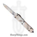 Microtech - 121-1SAD - Ultratech Sandtrooper - OTF Auto - M390 Cerakote Drop Point - 6061-T6 Aluminum - White Sandtrooper Mil-Spec Hard Coat Anodizing