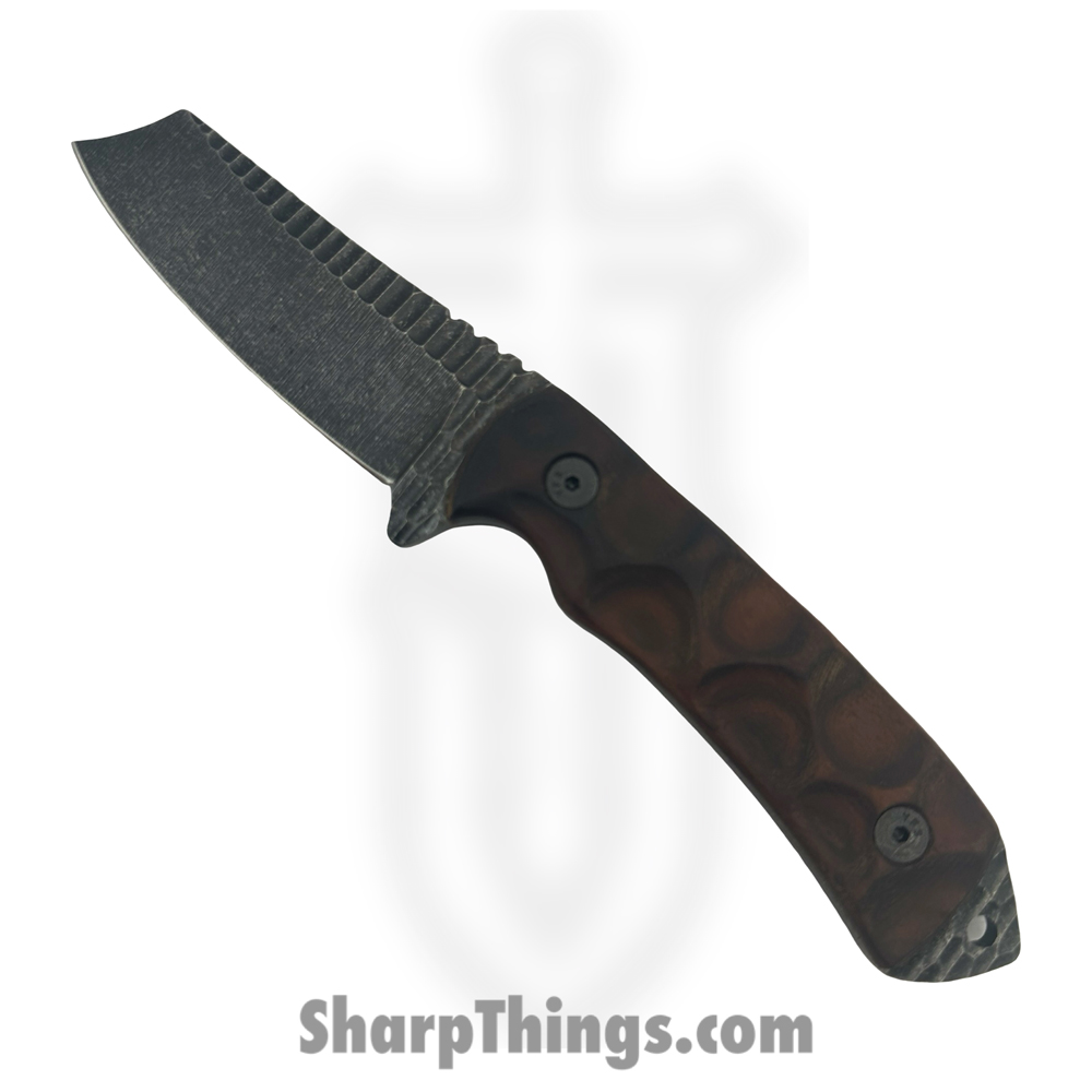 7600ac30-812b-4d15-9726-c4fa609c0acc_DF1-W_1.jpg Stroup Knives - DF1-W - Desert Fox - Fixed Blade Knife - 1095 HC Acid Wash Modified Clip Point - Honduran Rosewood - Brown - Image 1