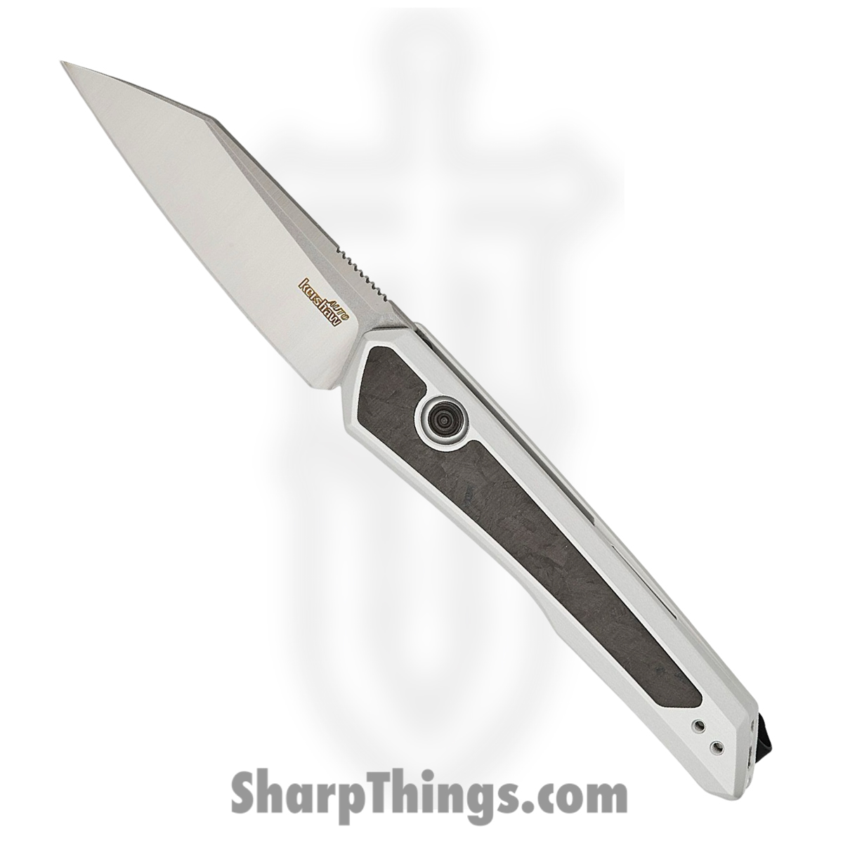 762a63b2-eeac-4036-8ab4-ebad711950fa_KS7050_1.jpg Kershaw - KS7050 - Launch 20 - Automatic Knife - CPM MagnaCut Stonewash Reverse Tanto - Aluminum Marbled CF Inlays - Black Silver - Image 1