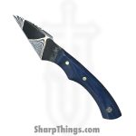 Royalty Rings Co. - RRC-Nyx-04 - Nyx - Fixed Blade Knife - Elite Aura Mai 1084 Damascus Wharncliffe - Micarta - Blue