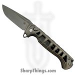 Hwzbben Knives - HWZ-B9 - Skaldr - Folding Knife - M390 Blasted Drop Point - TA5 Titanium - Gray