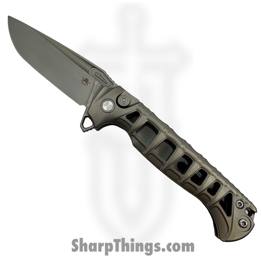 76649d81-a8c0-4448-bfba-f7cda2464ff9_HWZ-B9_1.jpg Hwzbben Knives - HWZ-B9 - Skaldr - Folding Knife - M390 Blasted Drop Point - TA5 Titanium - Gray - Image 1