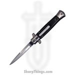 Steel River Knives - SBOTF9ITSH - Pezzo – 9” Italian Stiletto OTF Automatic Knife – 440 Bayonet - Black Horn