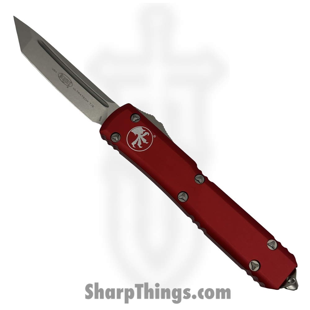 775e4d59-a701-4977-9639-c00f705011f9_123-10RD_1.jpg Microtech - 123-10RD - Ultratech - OTF Auto - Elmax, M390, 204P Stonewash Tanto - 6061-T6 Aluminum - Red - Image 1