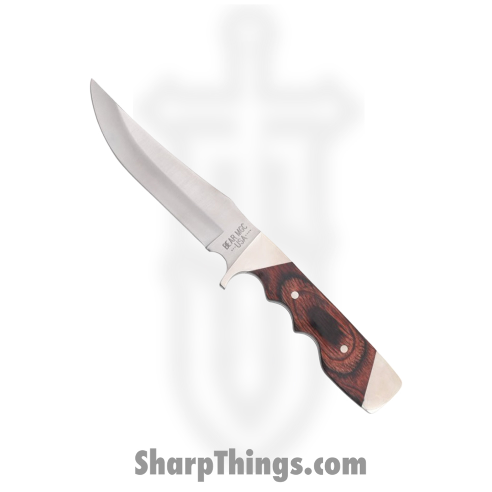 77a9635f-1b21-4592-80c7-9754144c6e56_BC277R_1.jpg Bear & Son - BC277R - Trophy Hunter - Fixed Blade Knife - Stainless Satin Clip Point - Rosewood with Nickel - Brown - Image 1