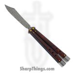 Benchmade - 99-241 - Necron Gold Class - Balisong - Weehawk Damasteel Scimitar - FatCarbon - Lava Flow Red