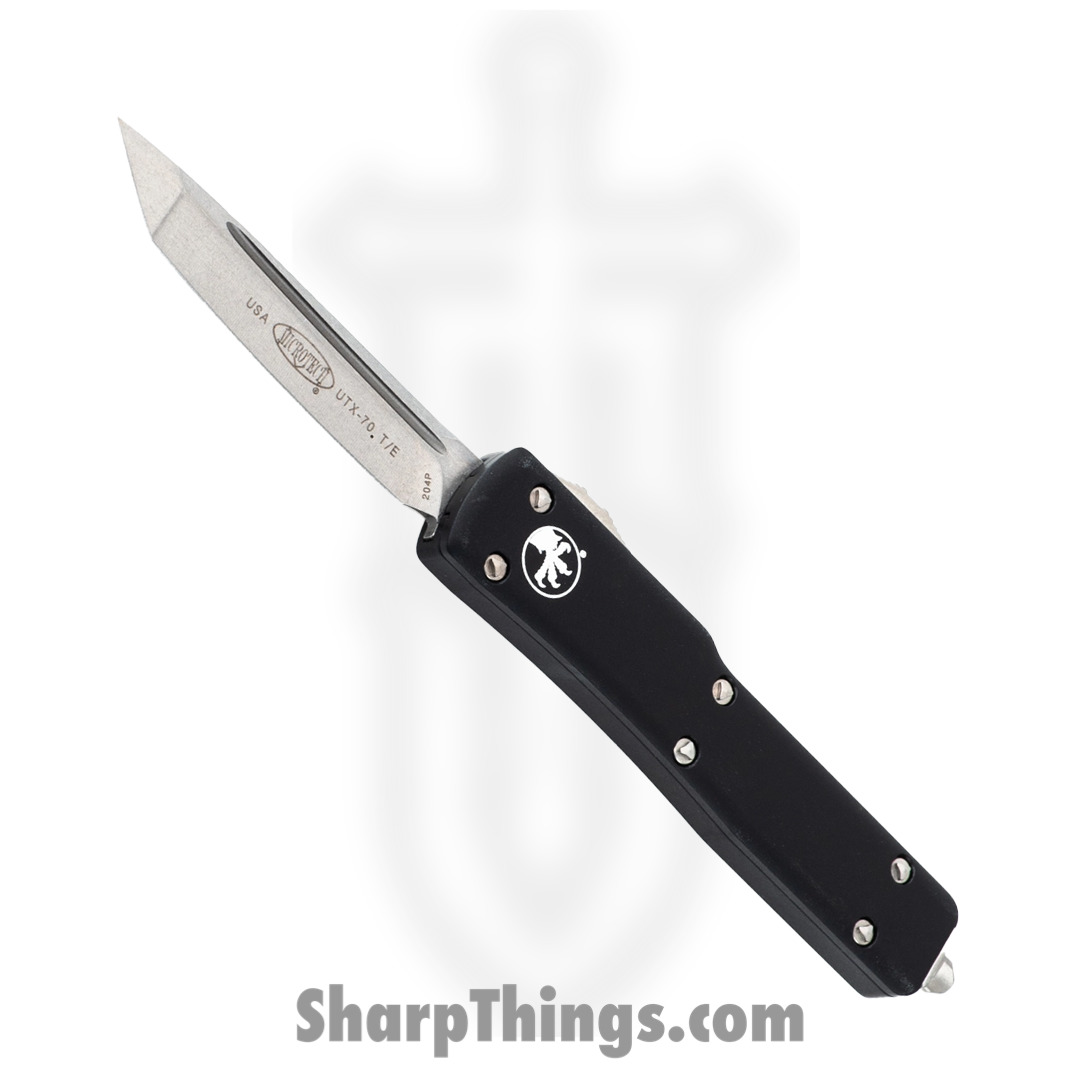 78a8e70c-5825-4bd4-9c1b-6a2f0de8fa6e_149-10_1.jpg Microtech - 149-10 - UTX-70 - OTF Auto - Elmax, M390, 204P Stonewash Tanto - 6061-T6 Aluminum - Black - Image 1