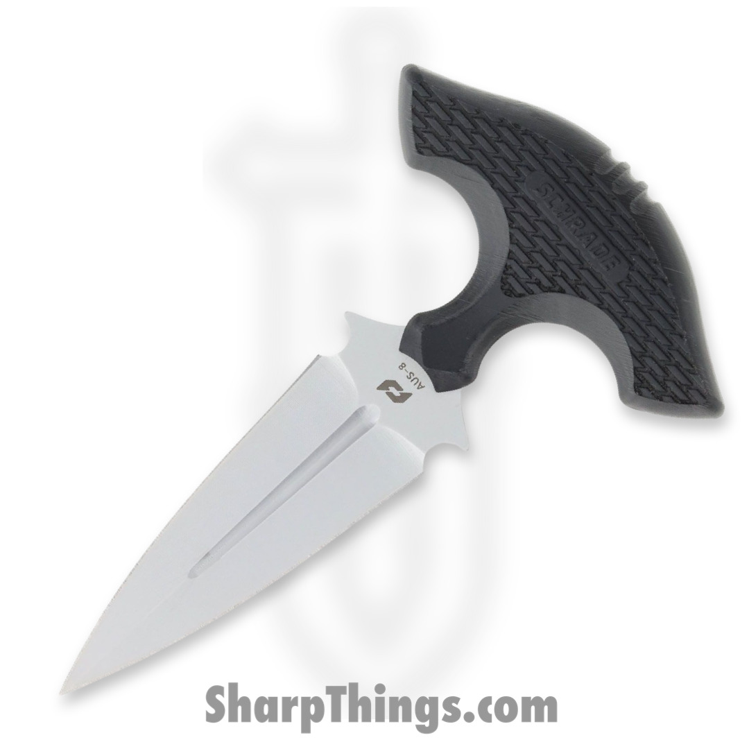 790ddc79-7000-404f-ad1b-44517a4cab2c_SCH1182518_1.jpg Schrade Knives - SCH1182518 - Moe Push Dagger - Fixed Blade Knife - AUS-8 TI Nitride Dagger - Overmold - Black - Image 1
