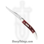 Case Cutlery - CA792 - Small Texas Toothpick - Folding Knife - Tru-Sharp Surgical Stainless Steel Mirror Polished Long Clip Point - Pocket WornÂ® Old Bone - Red