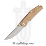 GiantMouse - CLYDE-NAT-MICARTA-BRASS - Ace Clyde - Folding Knife - Elmax Stonewash Trailing Point - Micarta - Natural