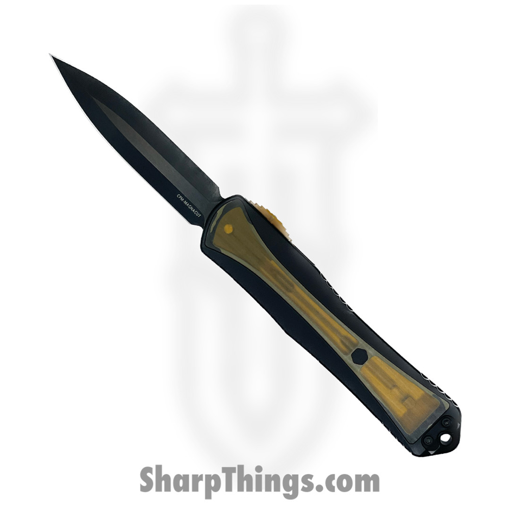7ad2d0f4-a524-465a-a46e-736869b21592_H032-6A-Ultem_1.jpg Heretic Knives - H032-6A-Ultem - Mantixore X - OTF Auto - Magnacut Coated Dagger - 6061-T6 Aluminum/Ultem Inlay - Black/Ultem - Image 1