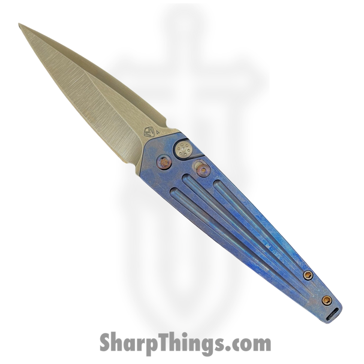 7b31dc42-2910-4f46-b5eb-accf63743ec0_MK2094TQ-37B2-TFCF-BP_1.jpg Medford Knife and Tool - MK2094TQ-37A2-TFCF-BP - Nosferatu Auto - Automatic Knife - S45VN Tumbled Dagger - Titanium - Blue - Image 1