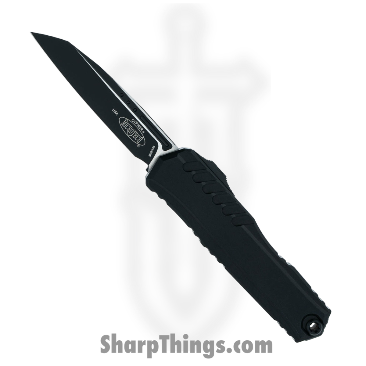 7b7a4874-731a-49ef-9d69-90a41c834ac7_1241-1T_1.jpg Microtech - 1241-1T - Cypher II - OTF Auto - M390MK Coated Reverse Tanto - 6061-T6 Aluminum - Black - Image 1