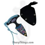 VOC - SD040DBL - Grim Push Dagger Mouse - Fixed Blade Knife - 440 SS Coated Dagger - Cord Wrap - Blue