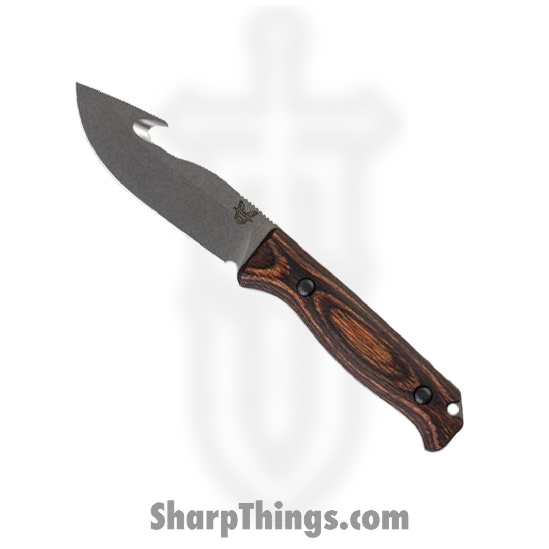 7c065654-e597-40a2-bb1a-faaba7cc7b3a_15004_1.jpg Benchmade - 15004 - Saddle Mountain Skinner - Fixed Blade Knife - CPM-S30V Satin Drop Point - Stabilized Wood - Brown - Image 1
