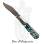 Jack Wolf Knives - GW-BAR-01-ABALONE - Gateway Barlow - Folding Knife - 14C28N Satin Barlow - Abalone - White