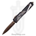 Microtech - 122-13MLS - Ultratech Signature Series Molon Labe - OTF Auto - Elmax, M390, 204P Bronze Apocalyptic Dagger - 6061-T6 Aluminum - Black/White