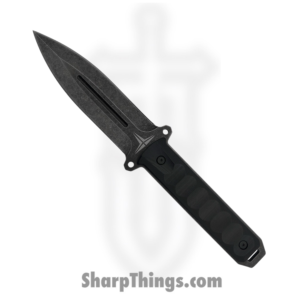 7d233139-174a-4810-977e-dbda6830175a_TKF214SW_1.jpg Takumitak - TKF214SW - Hitter - Fixed Blade Knife - D2 Stonewash Spear Point - G10 - Black - Image 1