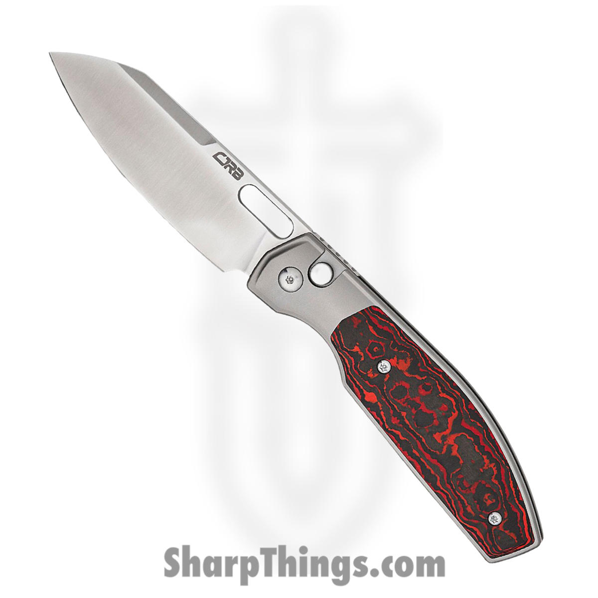 7d2a7313-6a90-425e-98ab-ffefa6c1e38f_J1929BTFCMV_1.jpg CJRB - J1929BTFCMV - Ekko - Folding Knife - CPM-S90V Sand Polished Sheepsfoot - Titanium with Mars Valley FatCarbon Inlay - Red - Image 1