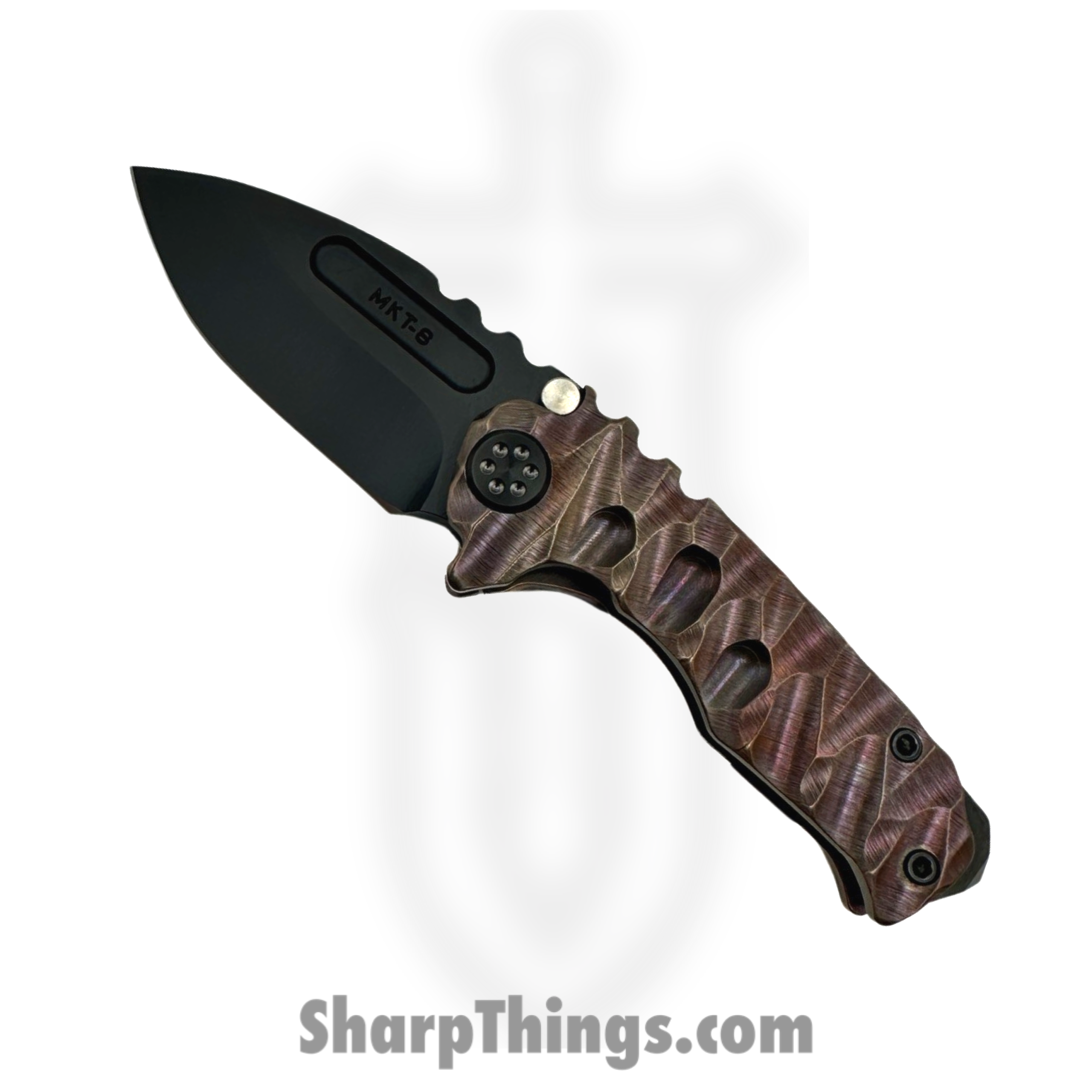 7d534122-29c3-450b-b4b7-f1bae81e004f_030824E_1-scaled-1.png Medford Knife and Tool - 030824E - Micro Ti - Folding Knife - S35VN PVD Drop Point - Titanium "Predator" - Rose - Image 1
