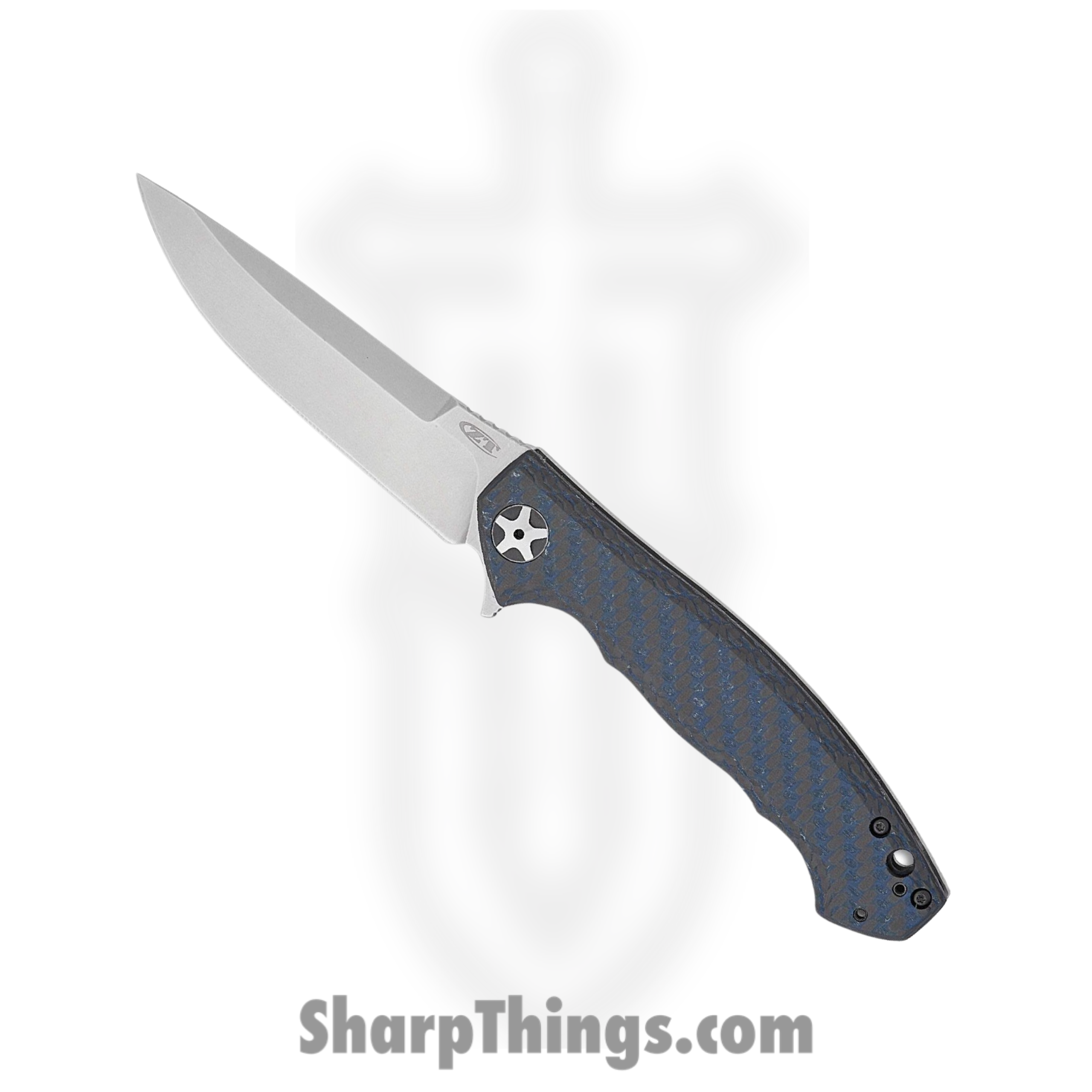 7d7a22a9-4954-4373-901b-909d1e09c910_ZT0452BLUCF_1-scaled-1.png Zero Tolerance - ZT0452BLUCF - Large Sinkevich - Folding Knife - CPM-Magnacut Stonewash Drop Point - CF with Ti - Blue - Image 1