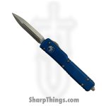 Microtech - 147-10BL - UTX-70 - OTF Auto - Elmax, M390, 204P Stonewash Dagger - 6061-T6 Aluminum - Blue