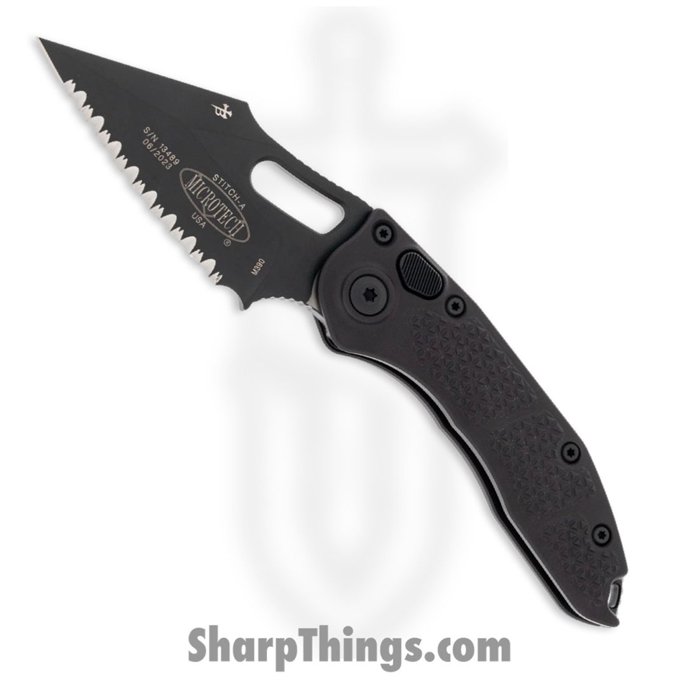 7e5018a4-2157-4dec-92f4-962fe3c5450c_169-3T_1.jpg Microtech - 169-3T - Stitch - Automatic Knife - 169-3T Stitch Automatic Knife - 6061-T6 Aluminum - Black - Image 1