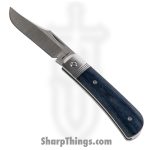 Jack Wolf Knives - BENNY-02-LIN-MIC-BLU - Benny's Clip - Folding Knife - 14C28N Satin Clip Point - Linen Micarta - Blue