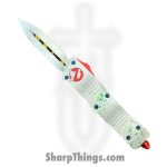 Microtech - 142-1GBS - Combat Troodon D/E Ghost Busters - OTF Auto - M390MK Cerakote Dagger - 6061-T6 Aluminum - White