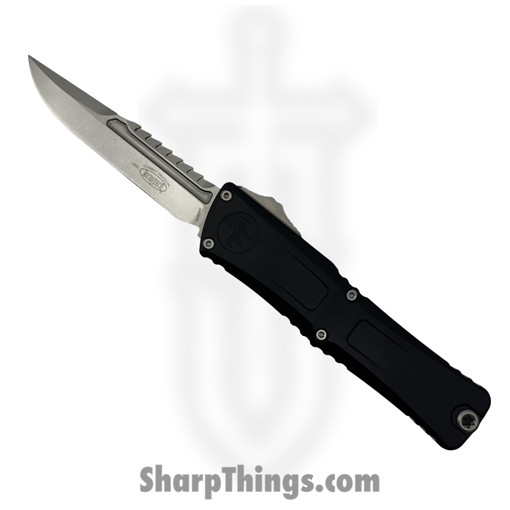 7ef4c08c-de4f-4a0c-891d-adc7f9d1148e_1217-10S_1.jpg Microtech - 1217-10S - Combat Troodon Interceptor Gen III Sig Series - OTF Auto - M390MK Stonewash Standard - 6061-T6 - Black - Image 1