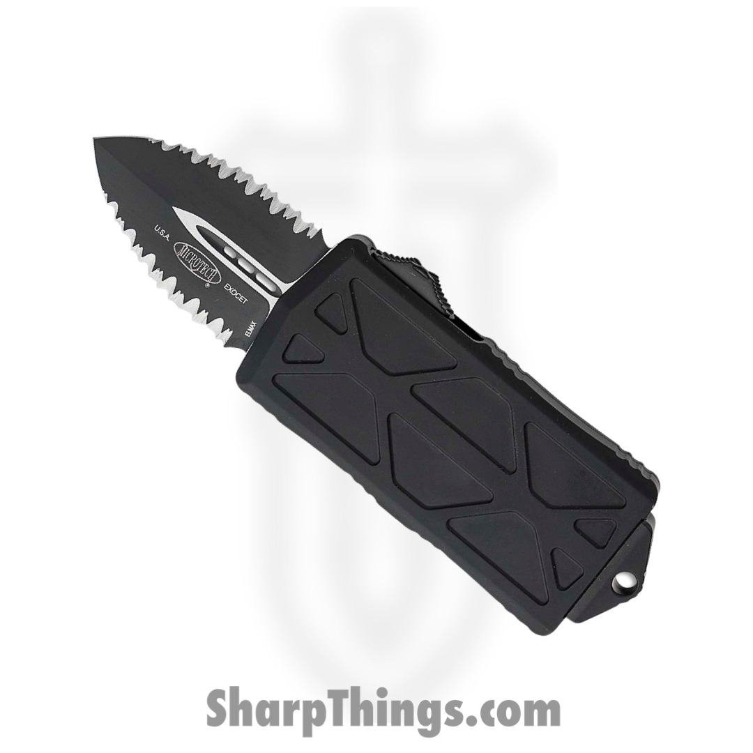 7f606085-0c54-4426-86fe-ac2f3e35d12e_157-D3T_1.jpg Microtech - 157-D3T - Exocet Money Clip - OTF Auto - Elmax Two Tone Dagger - 6061-T6 Aluminum - Black - Image 1