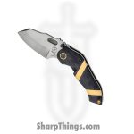 Sniper Bladeworks - SBWDMF - DMF - Folding Knife - Damascus Damascus Reverse Tanto - G10/Wood/Brass Inlay - Black/Gold