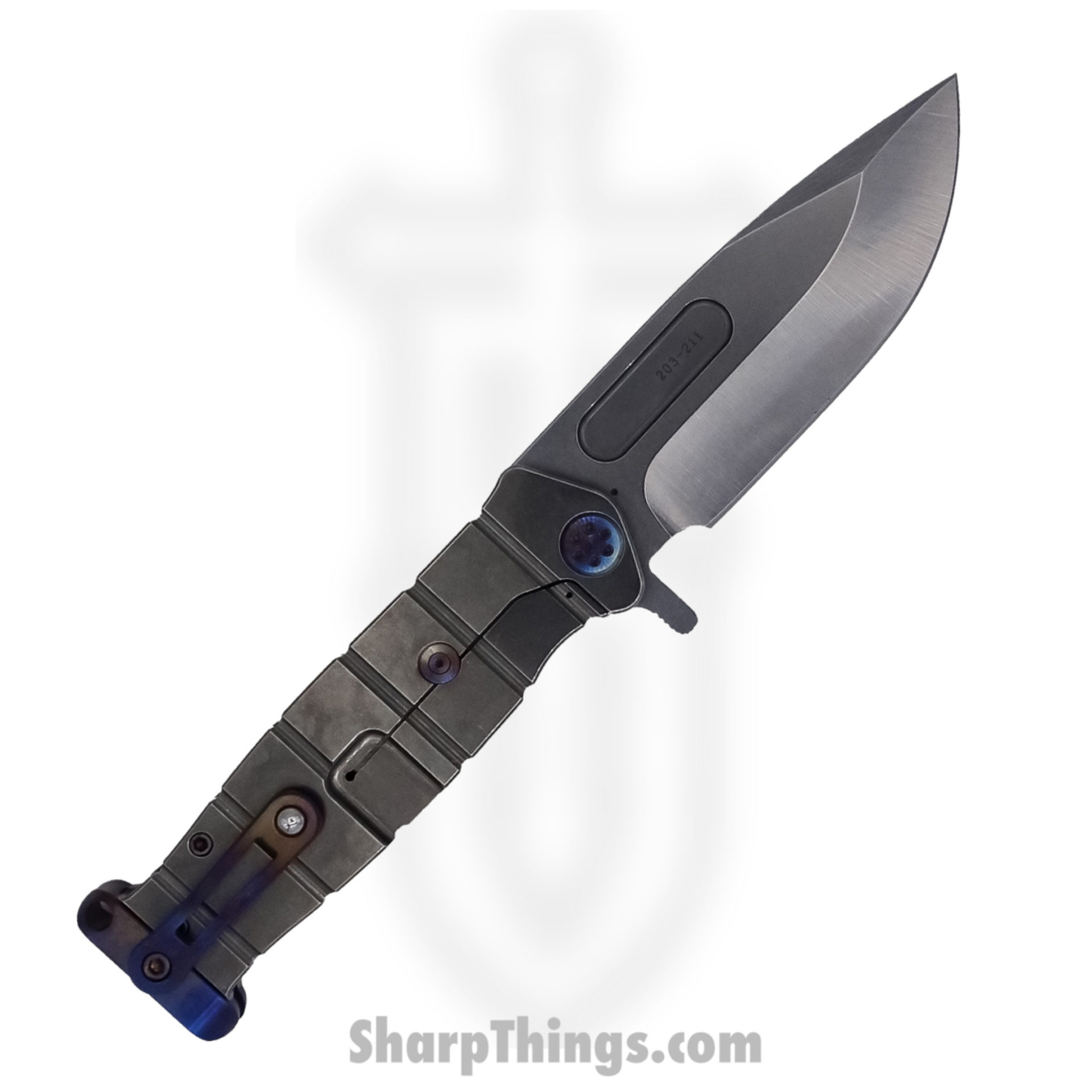 7fb16797-0353-45c7-b6dd-4b2ef7861b18_MK204MTQ-01TM-TFCF-PF_1.jpg Medford Knife - MK204MTQ-01TM-TFCF-PF - USMC Fighter Flipper Knife - Magnacut Tumbled - Titanium - Image 1